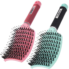 TaiBest Boar Bristle Hair Brush Set front view with natural bristles
