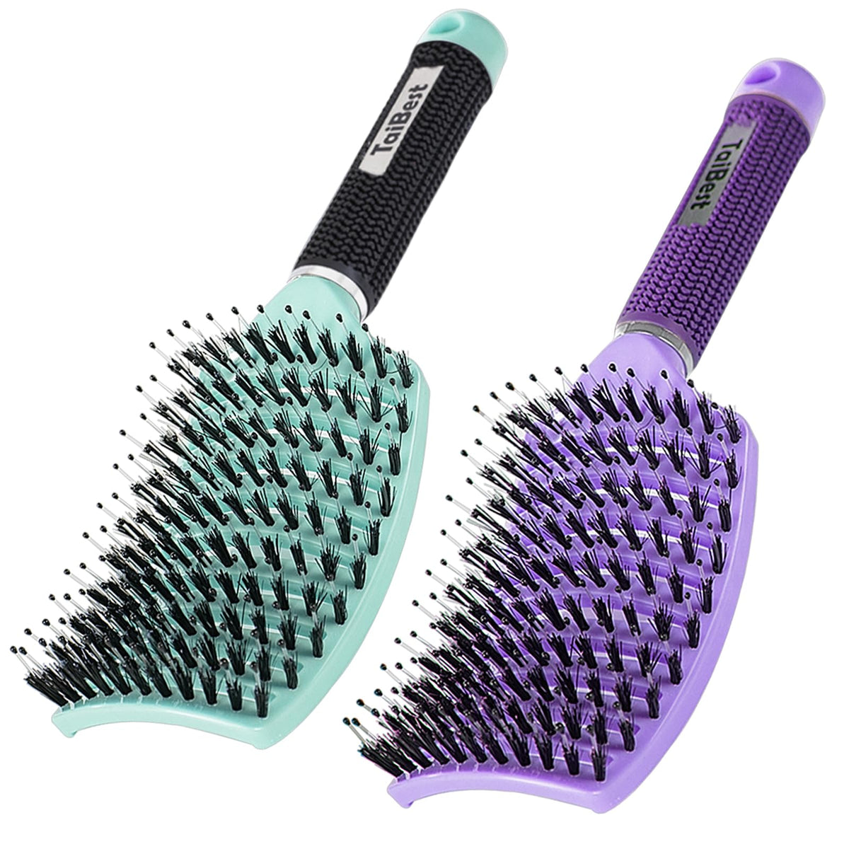 TaiBest Boar Bristle Hair Brush Set front view with natural bristles