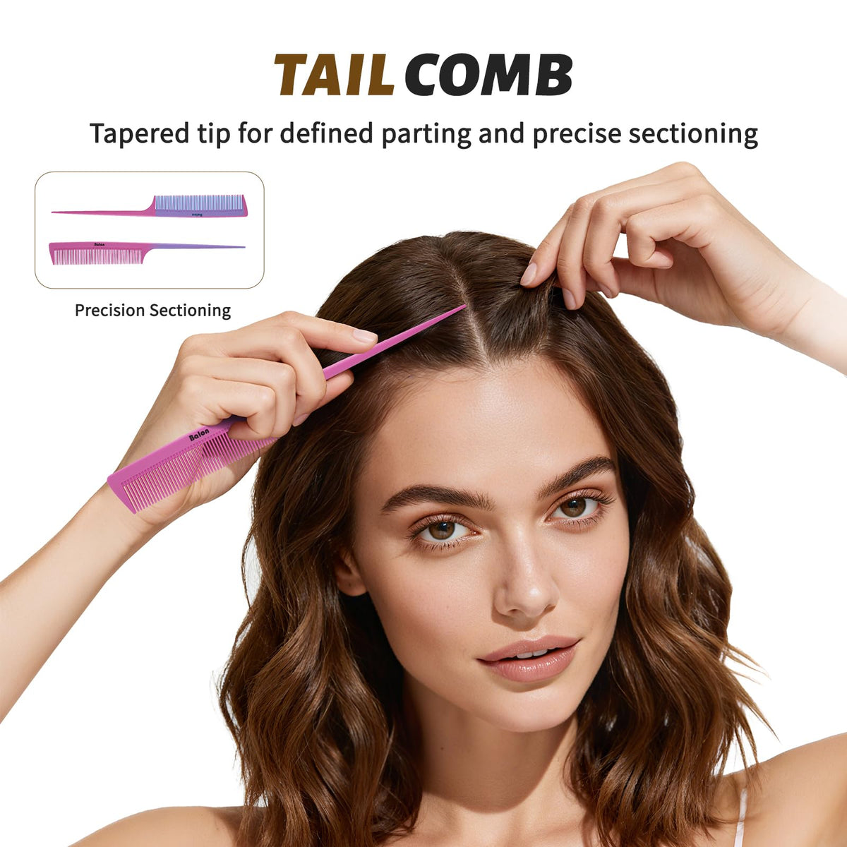 Tail comb from BALON hair brush set for sectioning