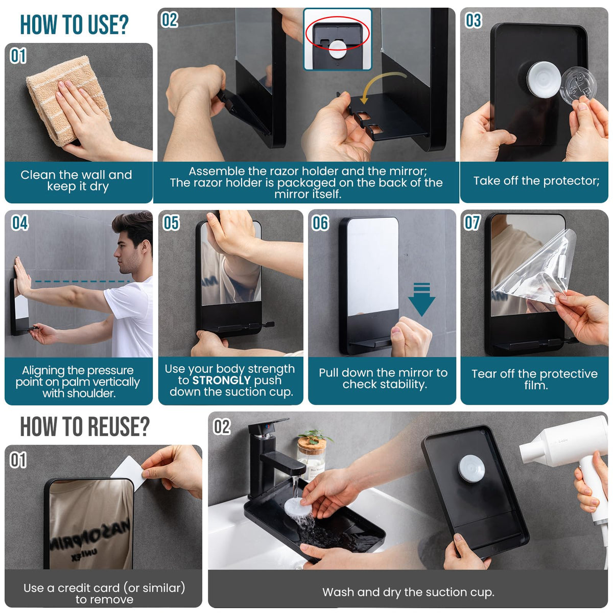 TAILI Fogless Shower Mirror packaging view