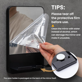 TAILI Fogless Shower Mirror side view showing dual razor holders