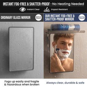 TAILI Fogless Shower Mirror side view showing shatterproof feature