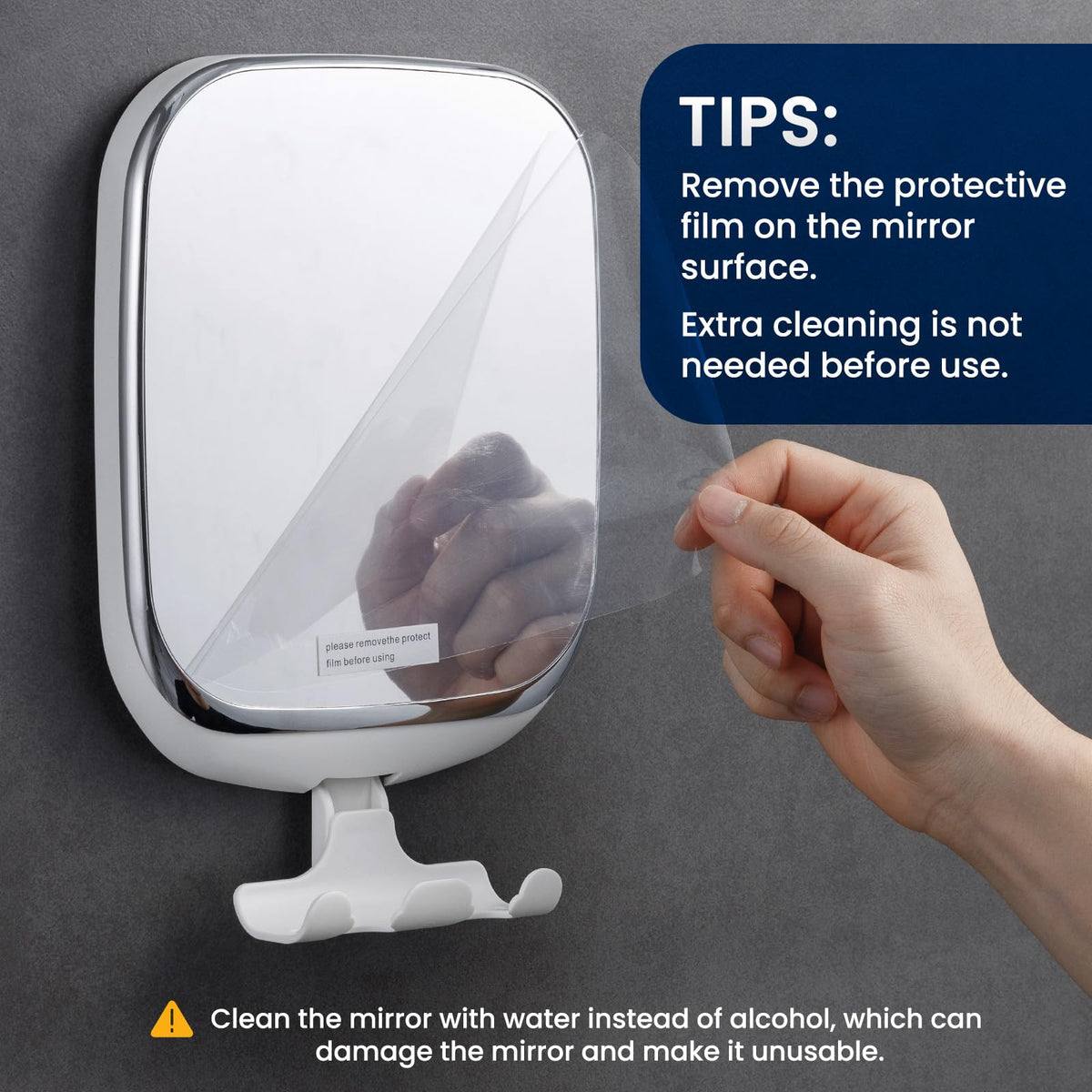 TAILI Shower Mirror dimensions on display