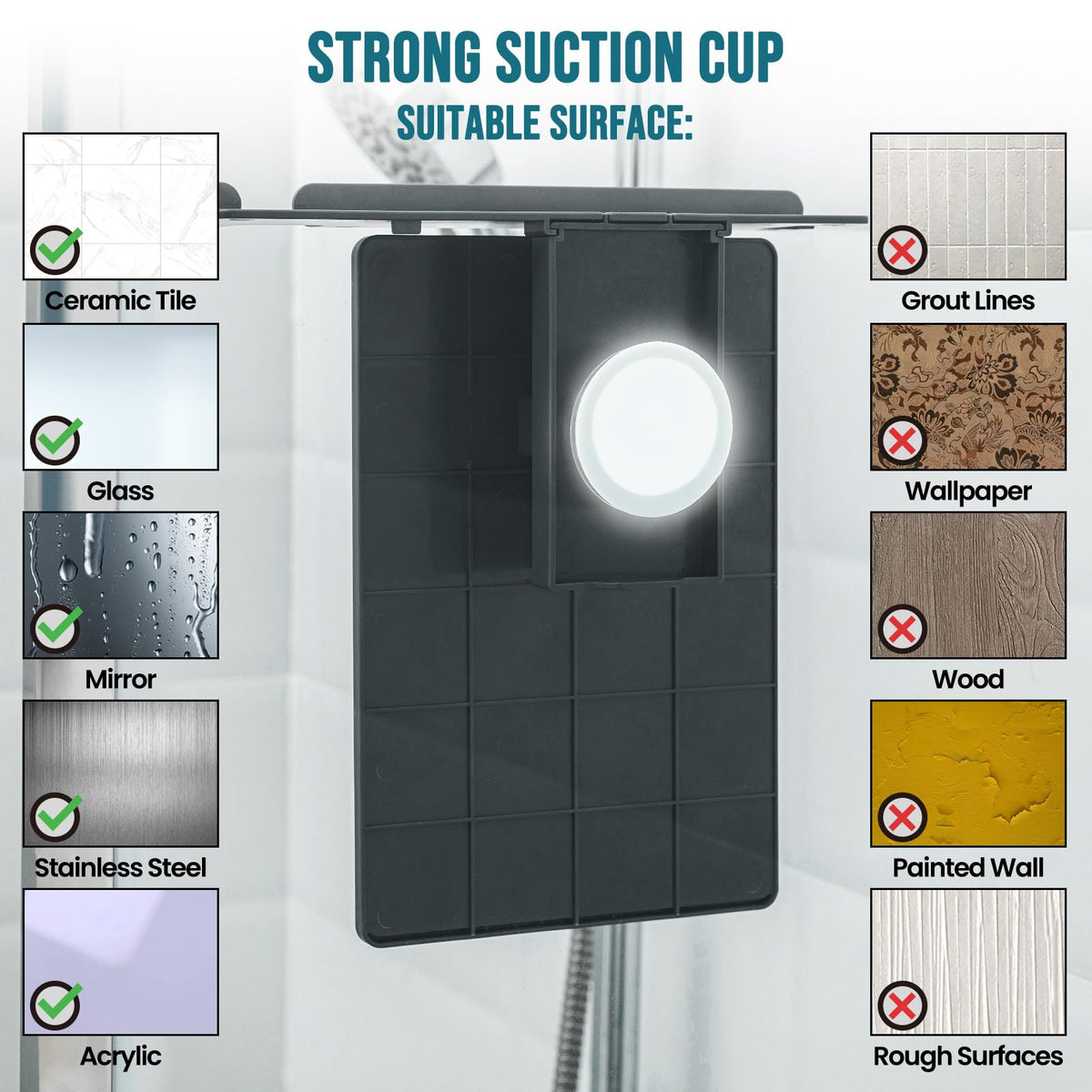 TAILI Shower Mirror showing anti-fog feature