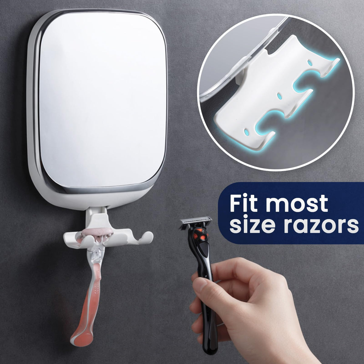 TAILI Shower Mirror side view showing clarity