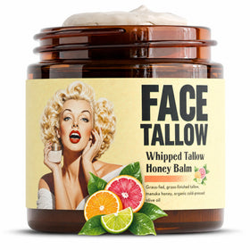TALLOW BODY BALM Whipped Beef Tallow and Honey Balm front view in glass jar