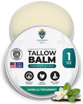 Tallowbourn Beef Tallow Balm 1oz front view with vanilla and spearmint scent