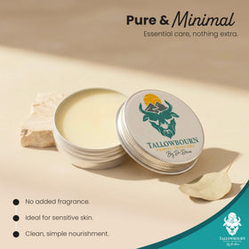 Tallowbourn Beef Tallow Balm displayed with natural ingredients
