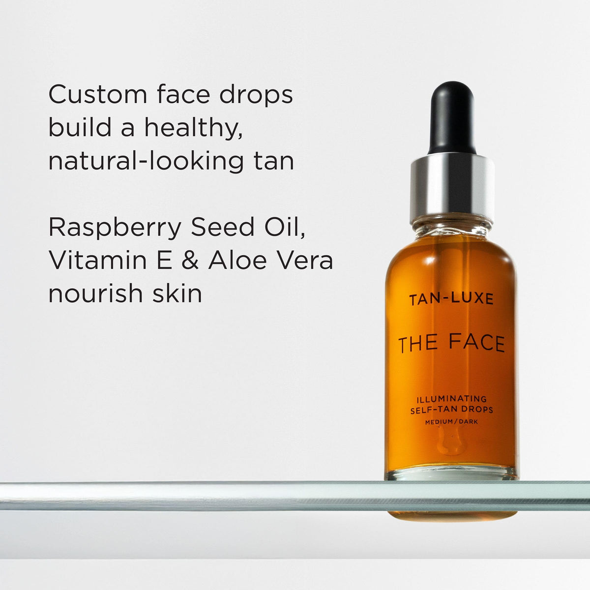 TAN-LUXE The Face Self Tan Drops application on skin