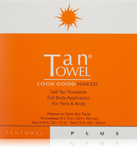 Tan Towel Full Body Plus Creme 15 Count packaging front view