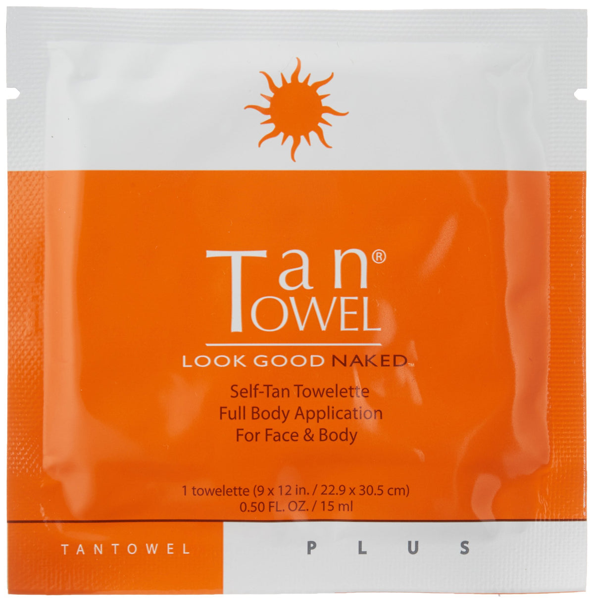 Tan Towel Full Body Plus Creme towelette close-up showing texture