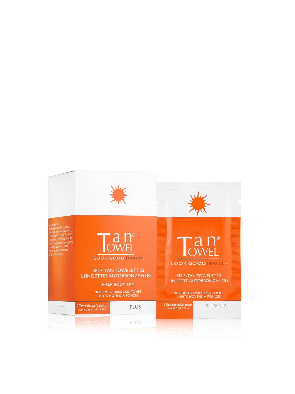 Tan Towel Half Body Tan Towelettes 10 Pack front view