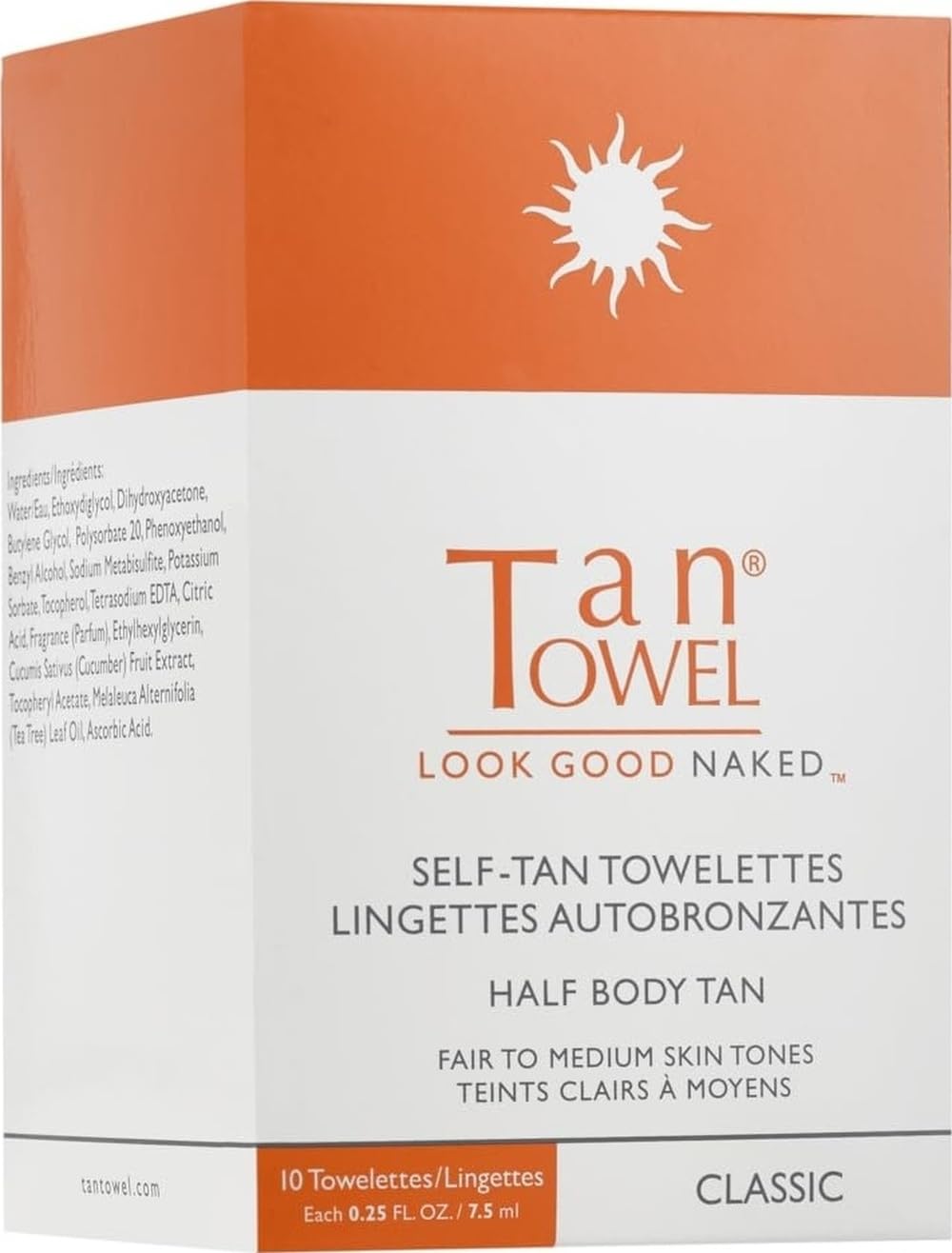 Tan Towel Self Tan Towelette Classic 10 Count packaging front view