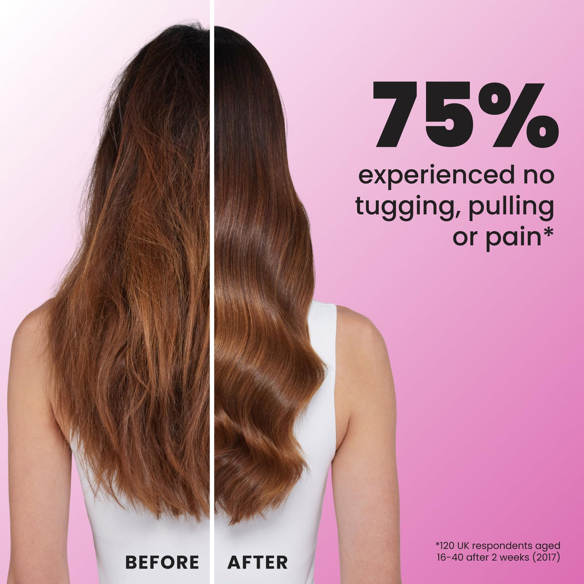 TANGLE TEEZER brush with hair strands showing detangling action