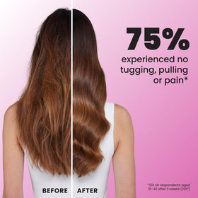 TANGLE TEEZER brush with hair strands showing detangling action