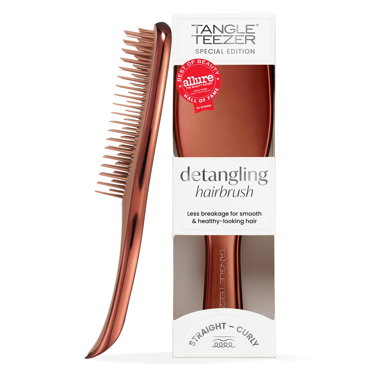 TANGLE TEEZER Chrome Ultimate Detangler Brush front view in bronze finish