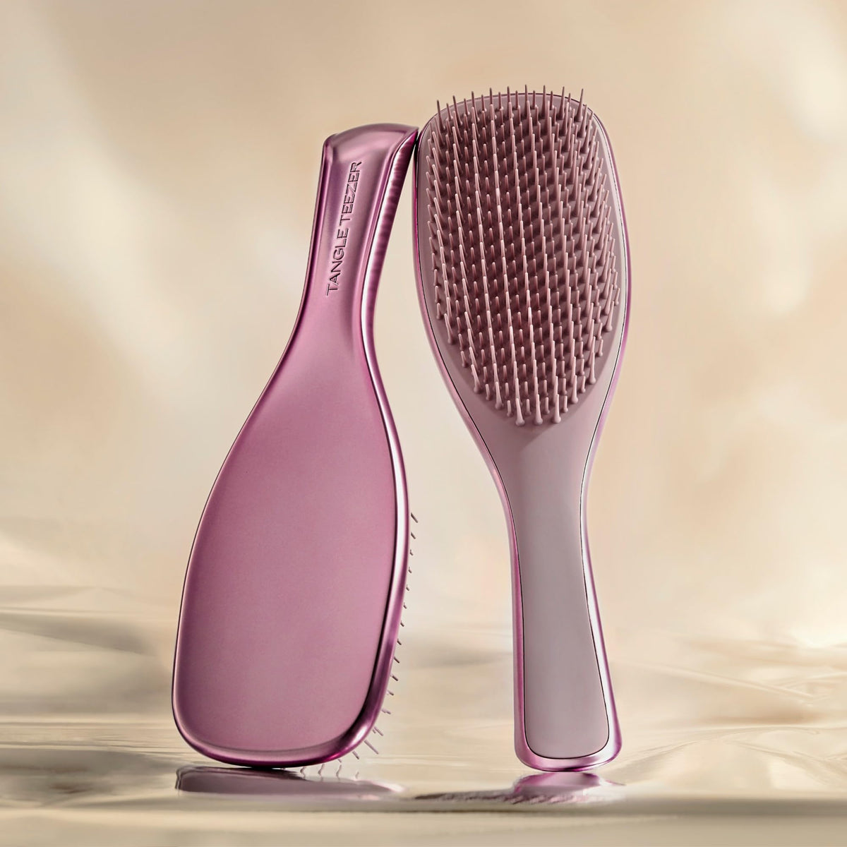 TANGLE TEEZER Chrome Ultimate Detangler Brush side view showing chrome finish