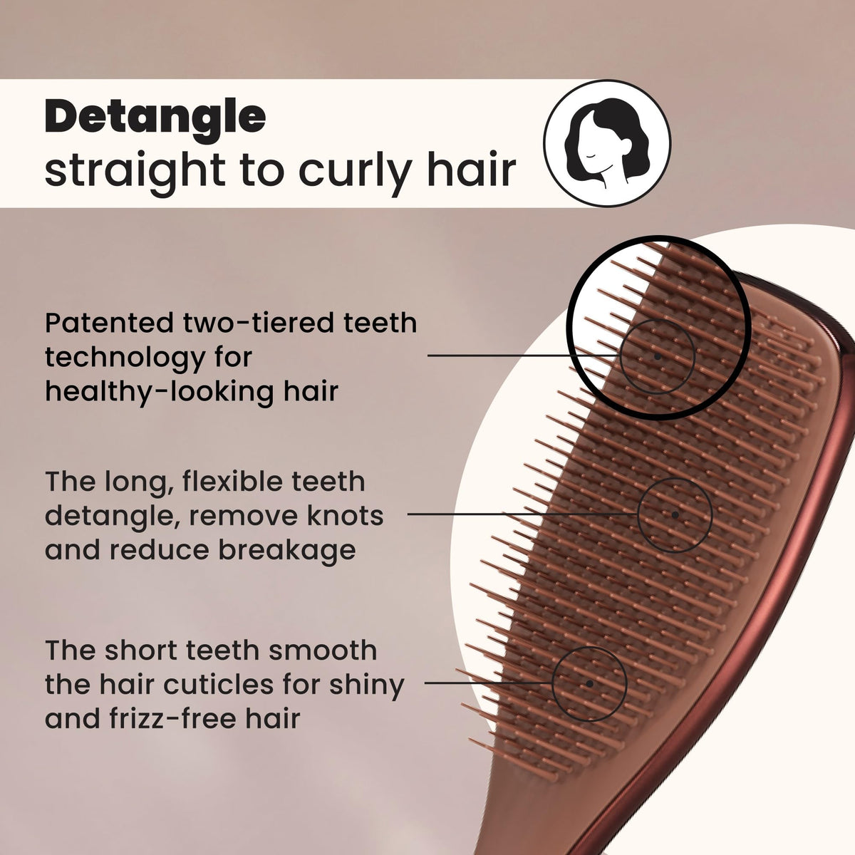 TANGLE TEEZER Chrome Ultimate Detangler Brush side view with ergonomic grip