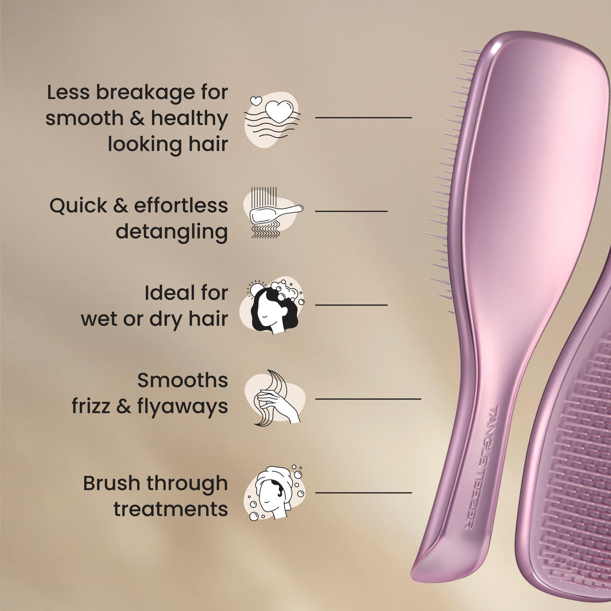 TANGLE TEEZER Chrome Ultimate Detangler Brush with conditioner in shower