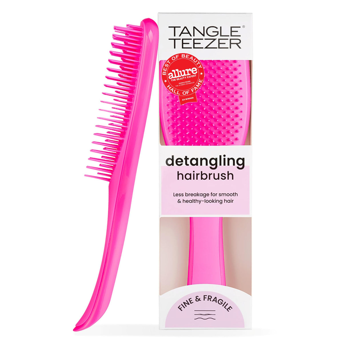 TANGLE TEEZER Fine Ultimate Detangler Brush front view in Runway Pink