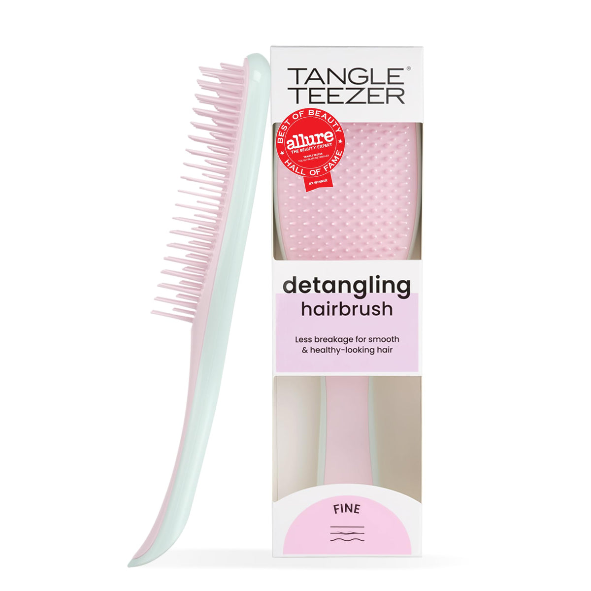 TANGLE TEEZER Fine Ultimate Detangler Brush in pink and mint front view
