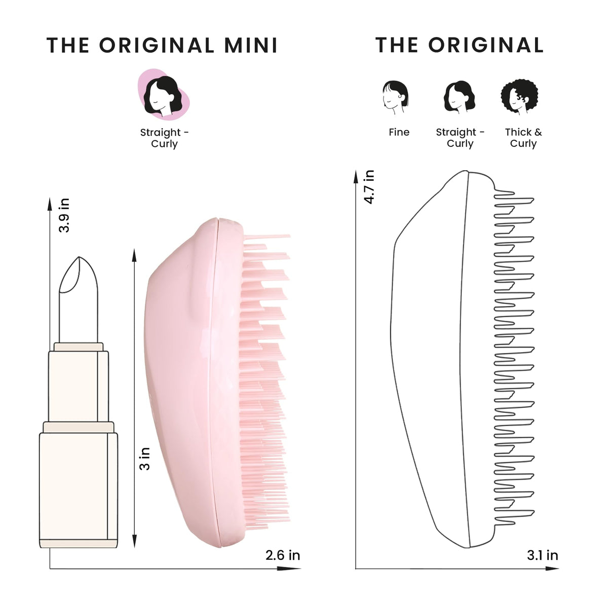 TANGLE TEEZER Mini Detangler Brush in a travel pouch