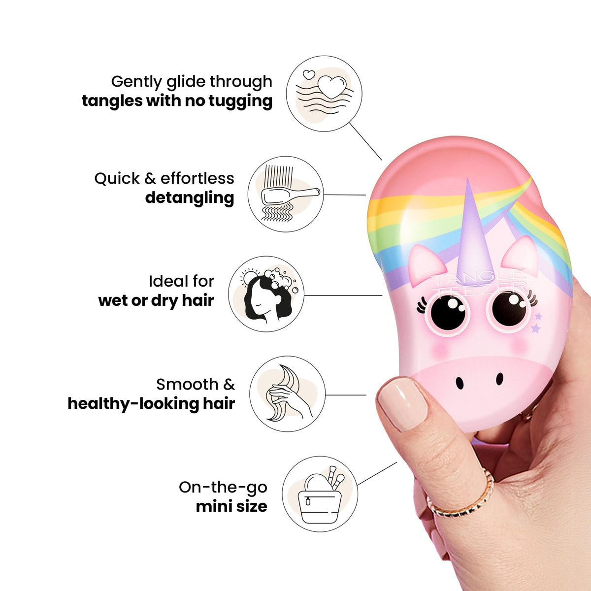 TANGLE TEEZER Mini Detangler Hair Brush for Kids with hair strands