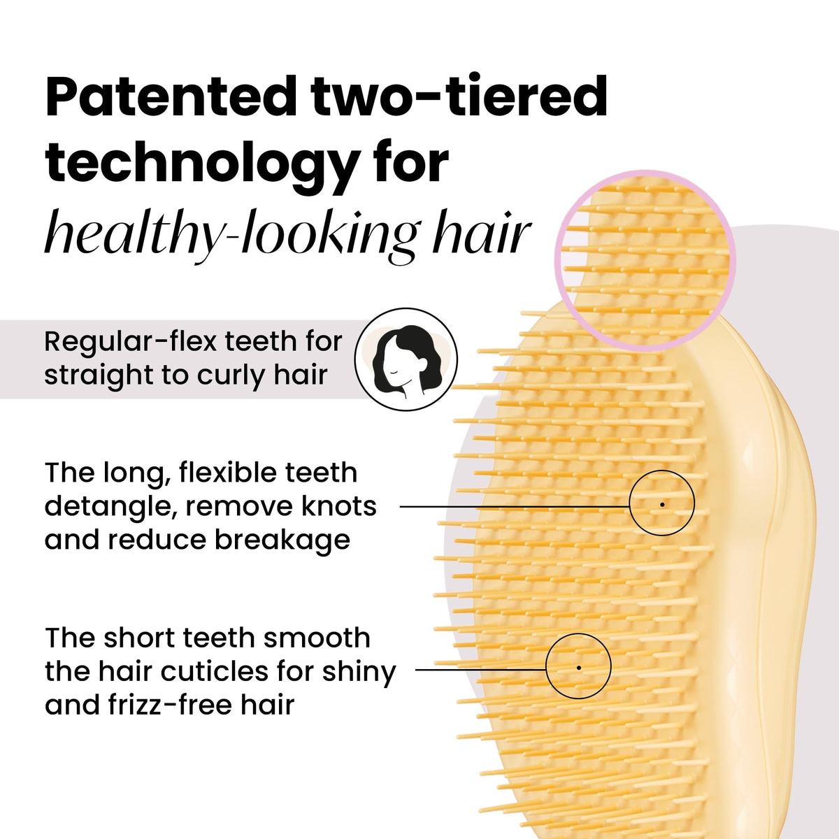 TANGLE TEEZER Mini Detangler Hair Brush showing ergonomic design
