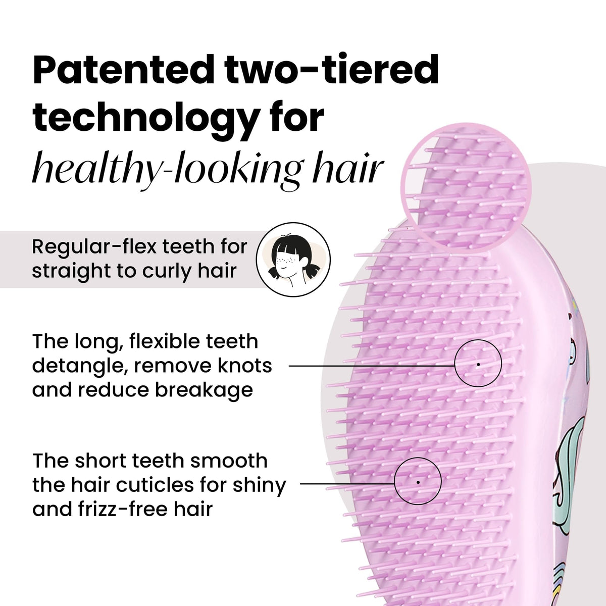 TANGLE TEEZER Mini Detangler Hair Brush Unicorn Magic back view