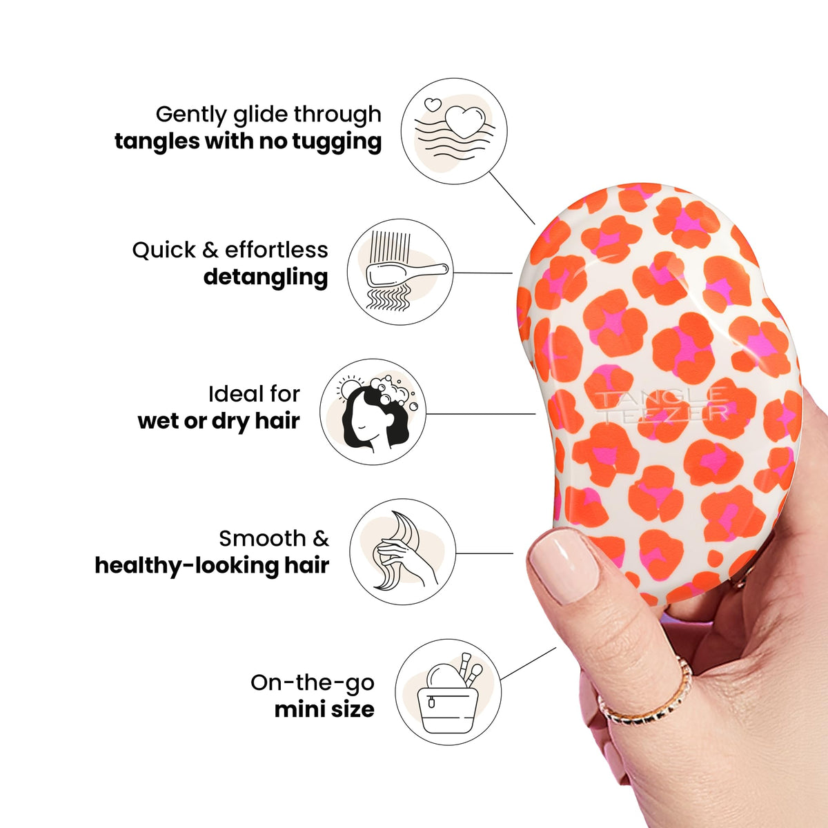 TANGLE TEEZER Mini Detangling Hairbrush in use on dry hair