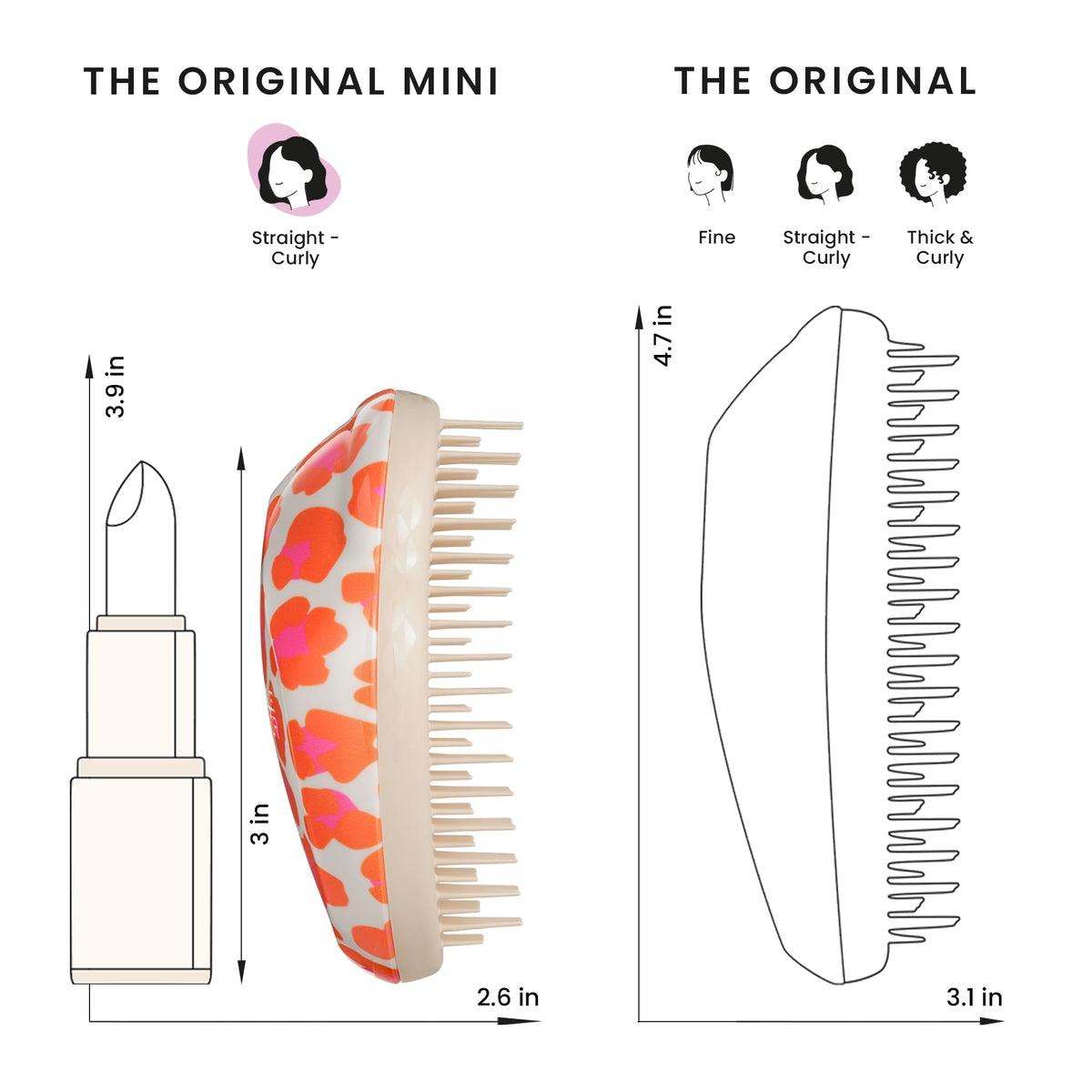 TANGLE TEEZER Mini Detangling Hairbrush showing bristle design