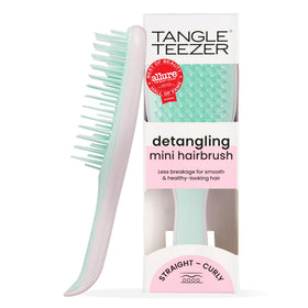 TANGLE TEEZER Mini Hair Brush in Pink & Mint front view