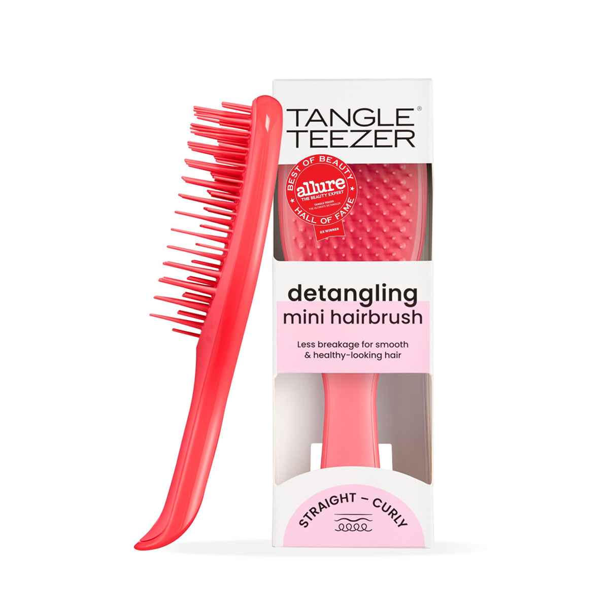 TANGLE TEEZER Mini Hair Brush Pink Punch front view
