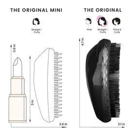 TANGLE TEEZER Original Detangler Brush Panther Black on a bathroom counter