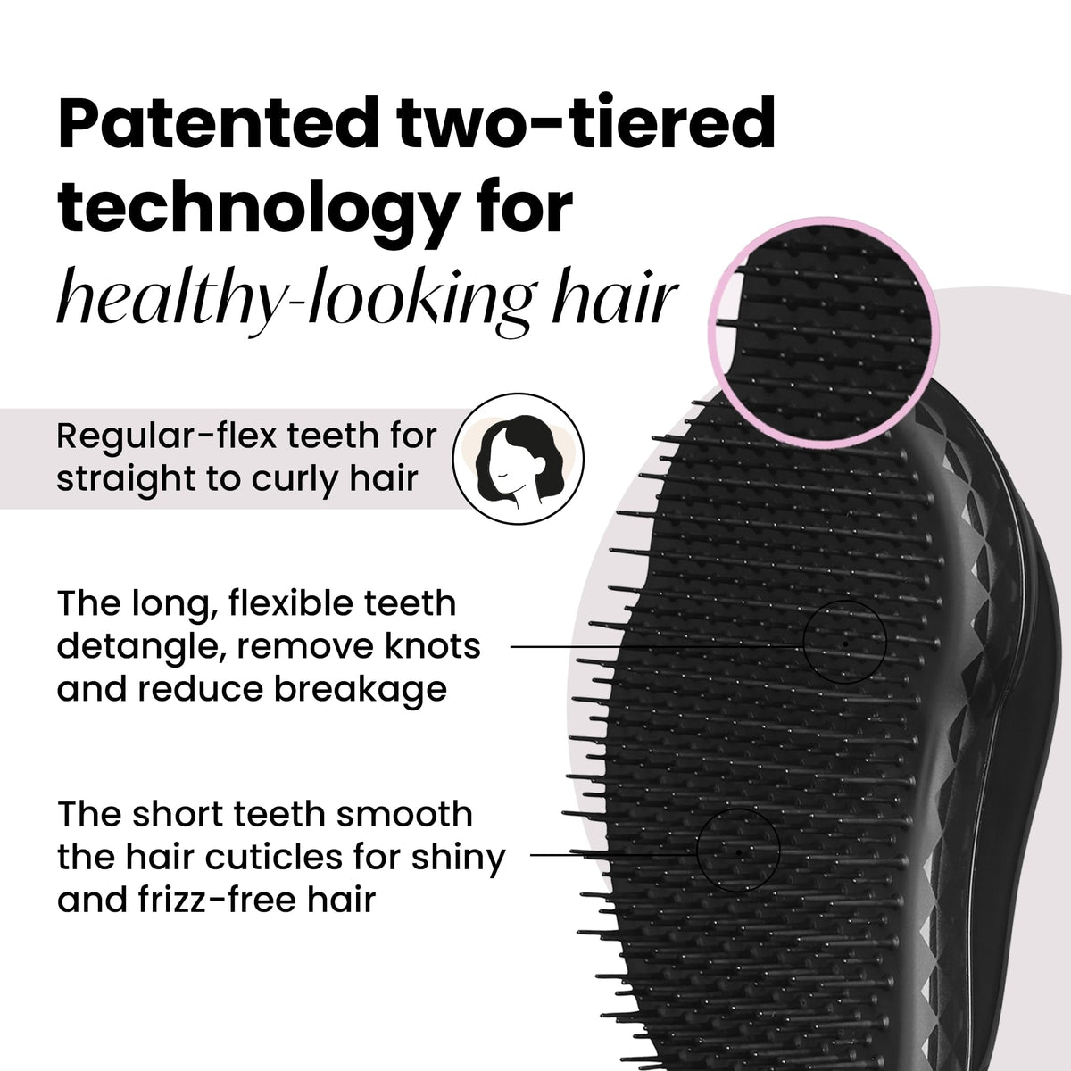TANGLE TEEZER Original Detangler Brush Panther Black side view