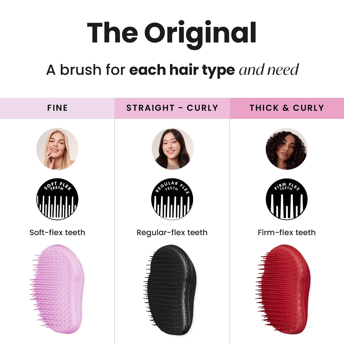 TANGLE TEEZER Original Detangler Brush Panther Black with hair products