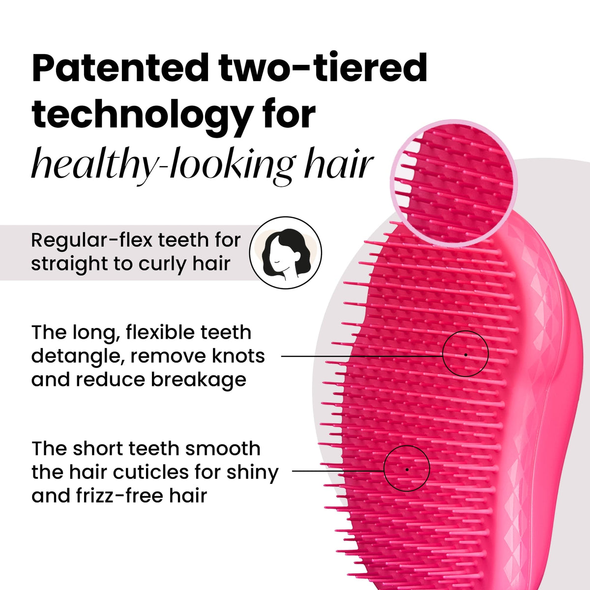 TANGLE TEEZER Original Detangler Brush side view showing flex teeth