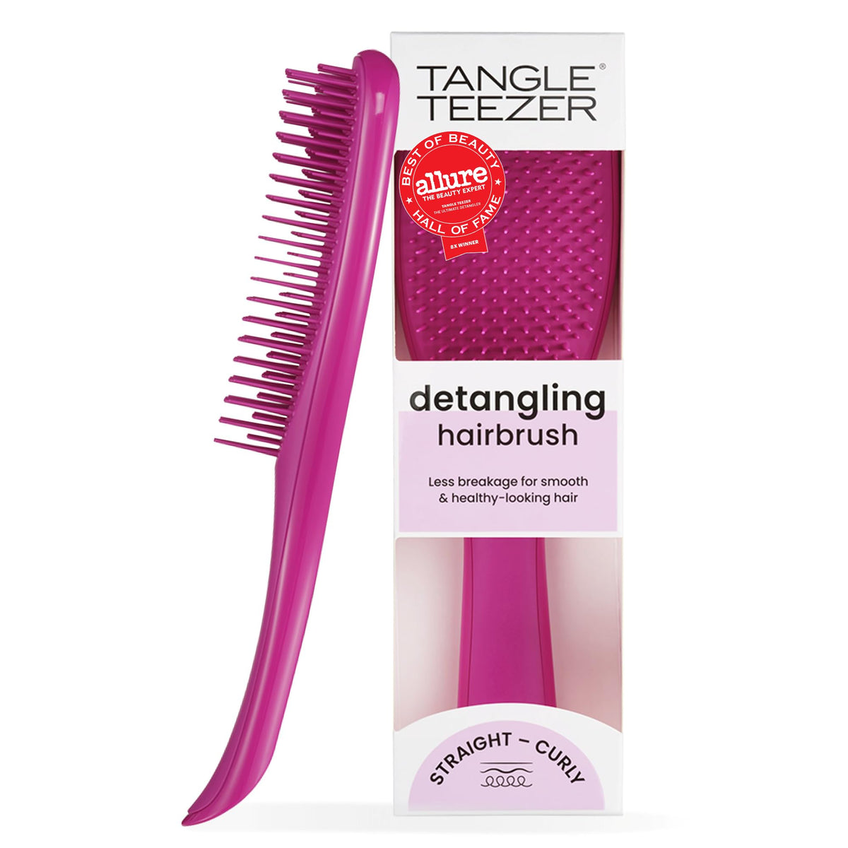 TANGLE TEEZER Ultimate Detangler Brush front view in Raspberry