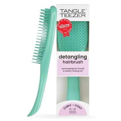TANGLE TEEZER Ultimate Detangler Curly Hair Brush Aqua Green front view
