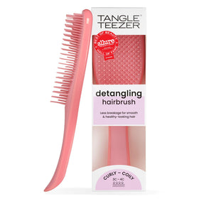 TANGLE TEEZER Ultimate Detangler Curly Hair Brush front view in Coral Pink