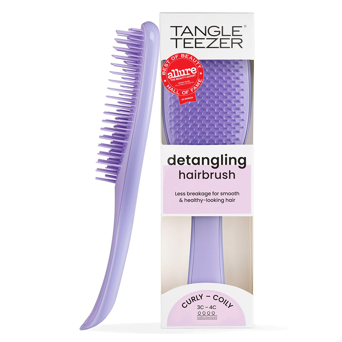 TANGLE TEEZER Ultimate Detangler Curly Hair Brush front view in Purple Passion