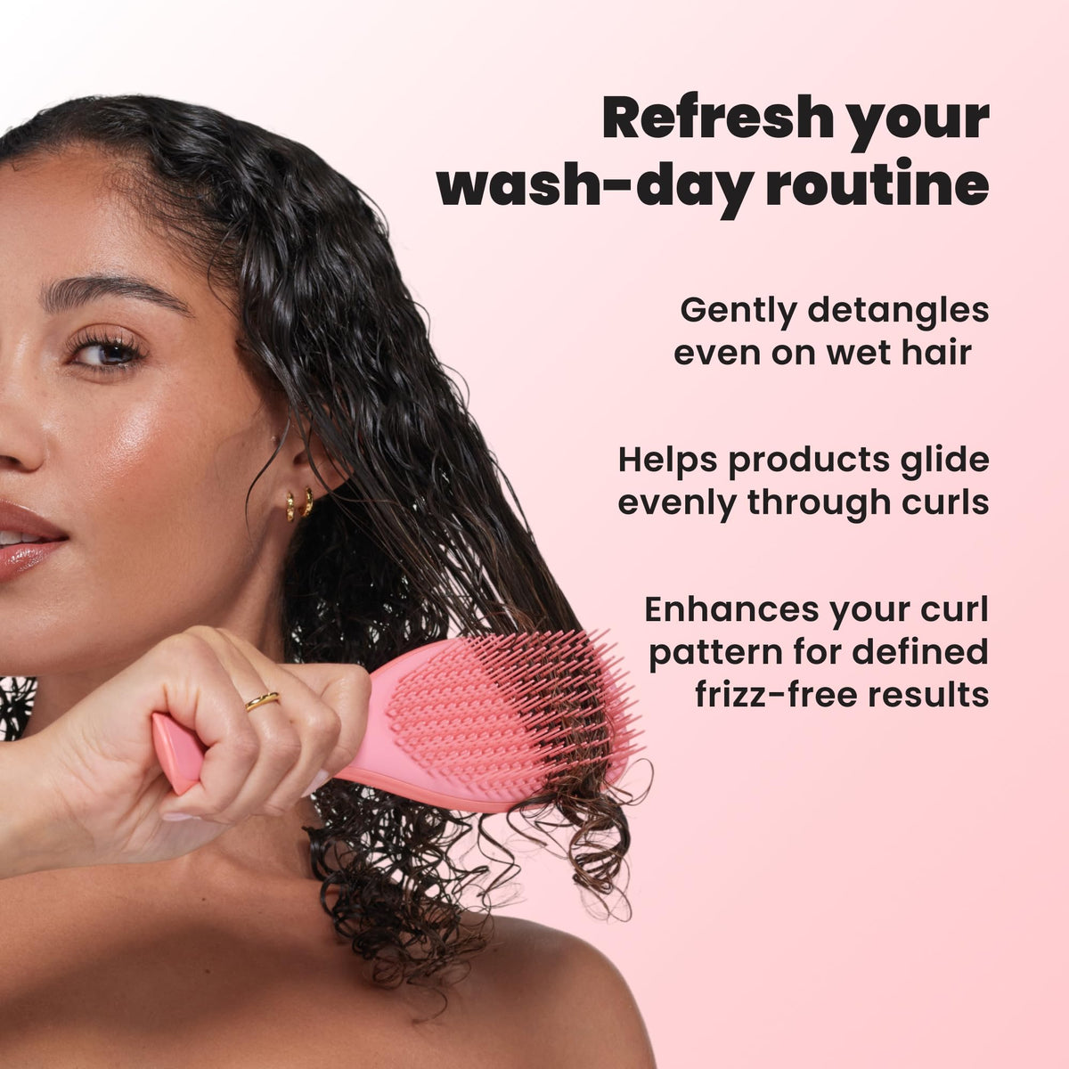 TANGLE TEEZER Ultimate Detangler Curly Hair Brush on a bathroom counter