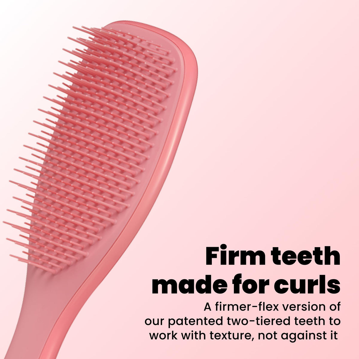 TANGLE TEEZER Ultimate Detangler Curly Hair Brush showing firm-flex teeth