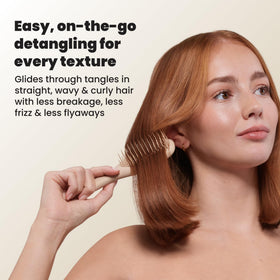 TANGLE TEEZER Ultimate Detangler Mini Hair Brush in Oat Cream in a purse