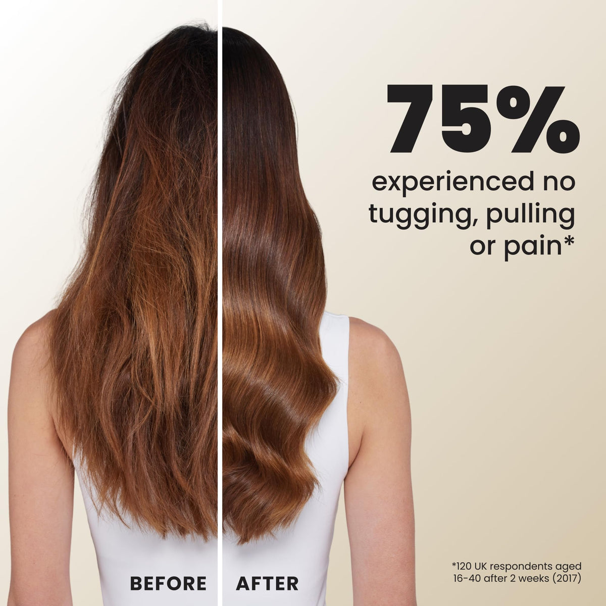 TANGLE TEEZER Ultimate Detangler Mini Hair Brush in Oat Cream on a bathroom counter