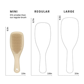 TANGLE TEEZER Ultimate Detangler Mini Hair Brush in Oat Cream with hair strands