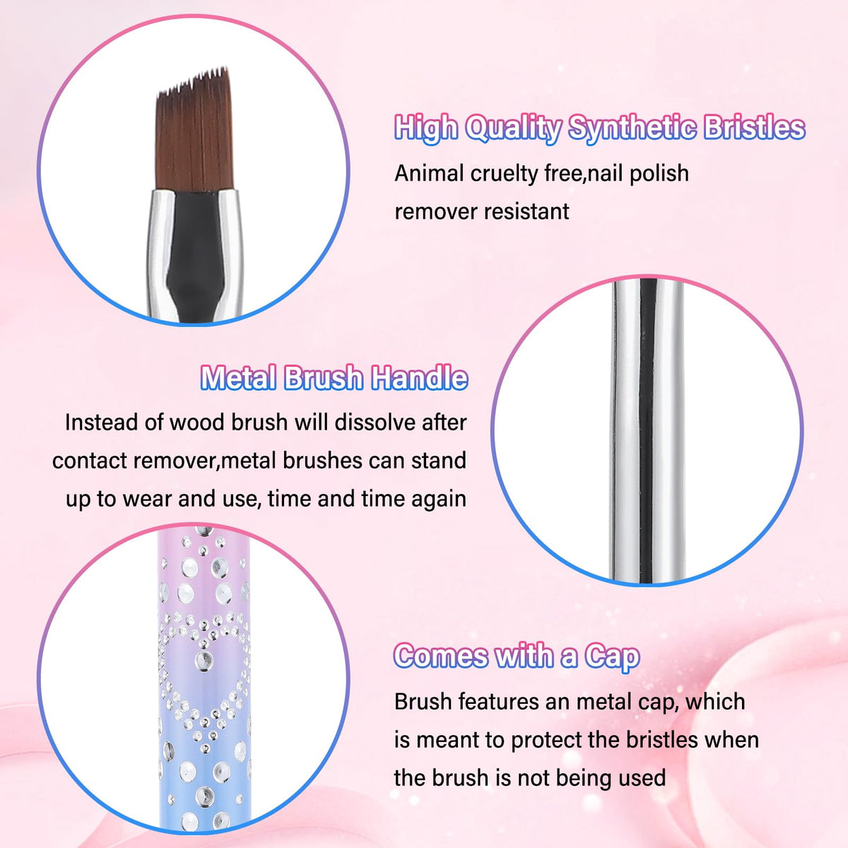 Tapered round brush for cleaning excess nail polish