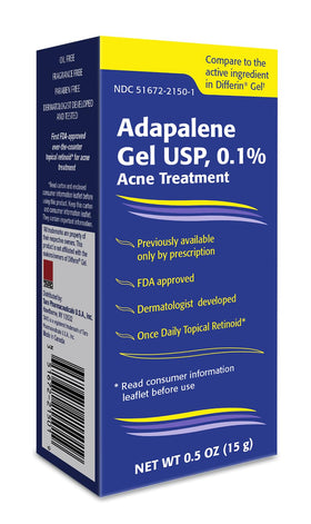 TARO Adapalene 0.1% Gel front view, 20g tube