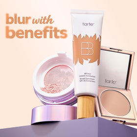 tarte BB Blur Tinted Moisturizer in a makeup routine setup