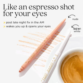 Tarte Fake Awake Eye Highlight Pencil on a vanity with other makeup